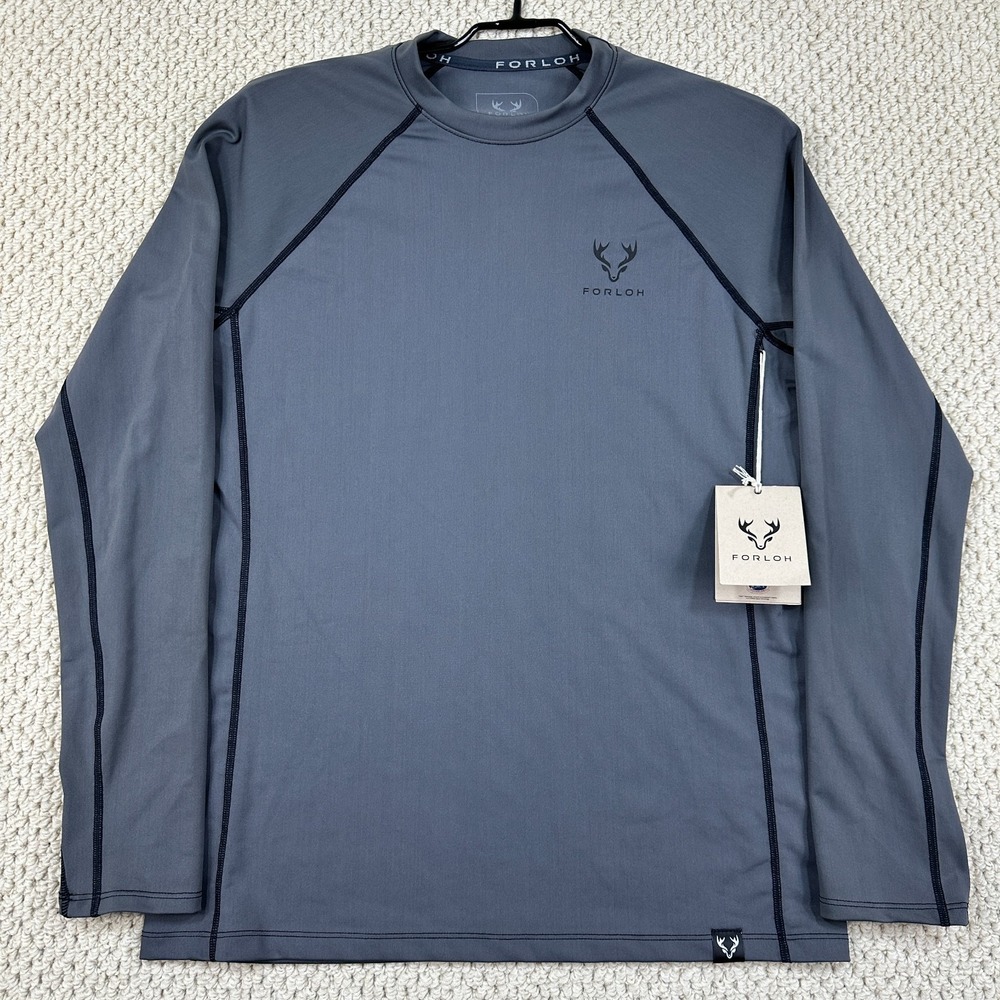 Forloh Shirt Mens M Gray Deep Space Base Layer Crew Performance Long Sleeve USA